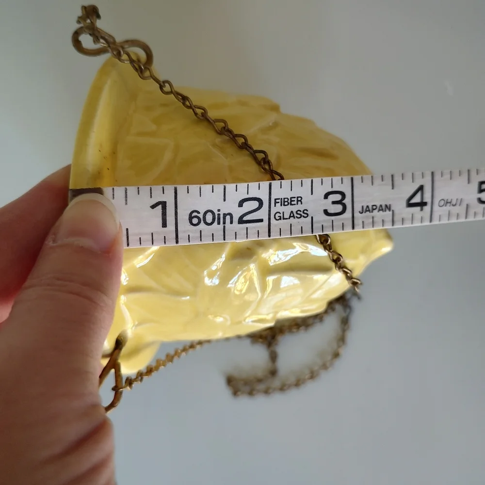 McCoy Pottery Vintage Floral Hanging Planter Vase Basket Yellow RARE - Picture 4 of 9